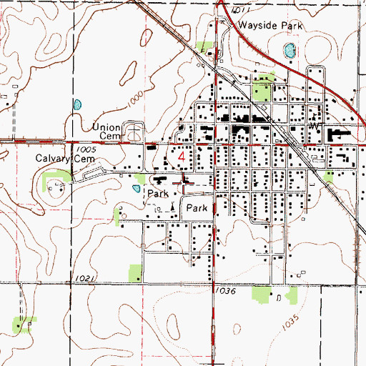 Topographic Map of United Church of Mapleton, MN