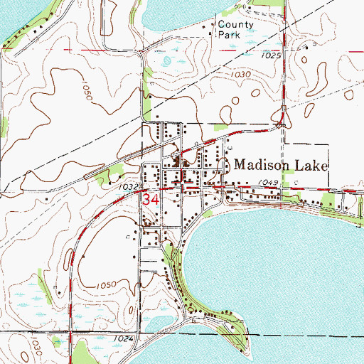 Topographic Map of Madison Lake Police Department, MN