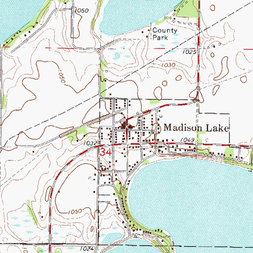 Topographic Map of Madison Lake Post Office, MN
