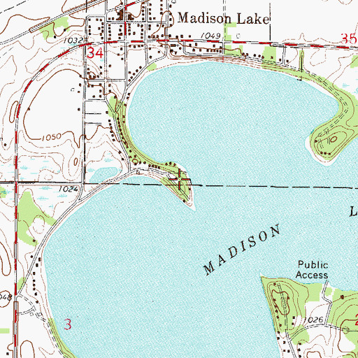 Topographic Map of Point Pleasant Campground, MN