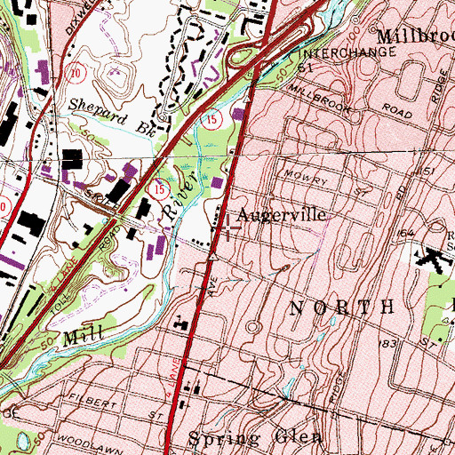 Topographic Map of Augerville, CT