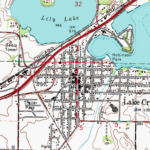Topographic Map of Lake Crystal Police Department, MN