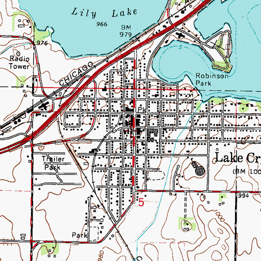 Topographic Map of Lake Crystal Post Office, MN