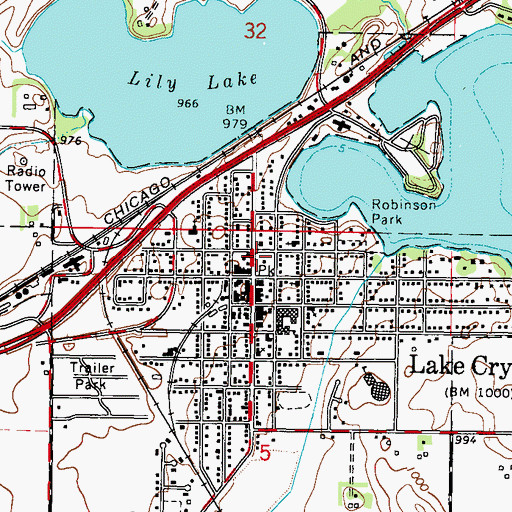 Topographic Map of Lake Crystal Public Library, MN