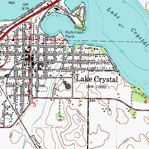 Topographic Map of First Baptist Church, MN