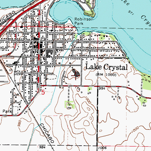 Topographic Map of Lake Crystal Elementary School, MN