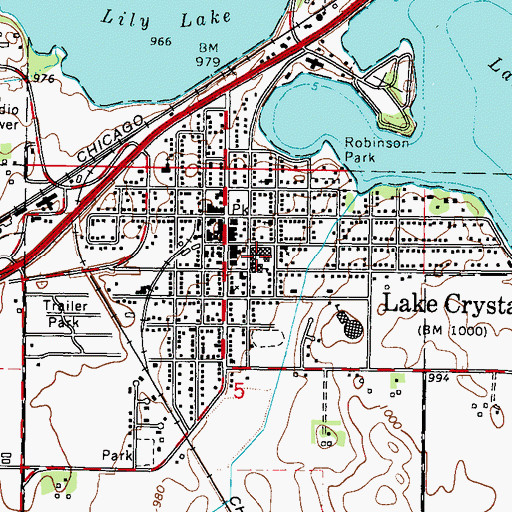 Topographic Map of Lake Crystal Memorial High School, MN