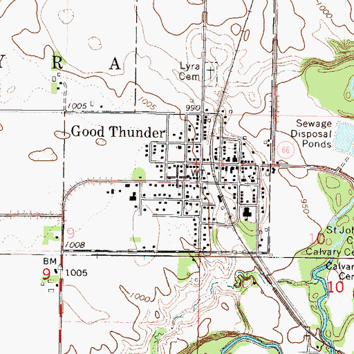 Topographic Map of Good Thunder City Hall, MN