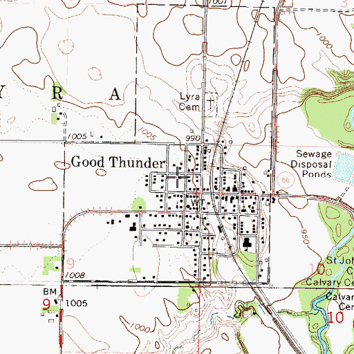 Topographic Map of Good Thunder Police Department, MN