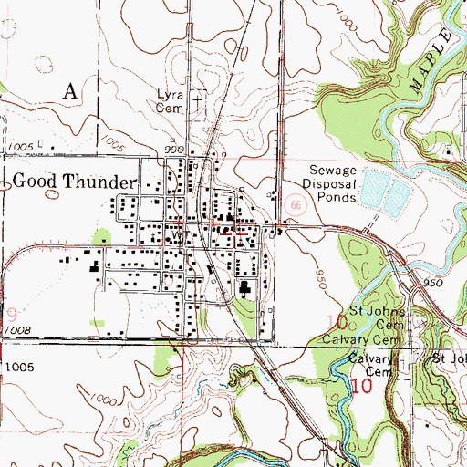 Topographic Map of Good Thunder Post Office, MN