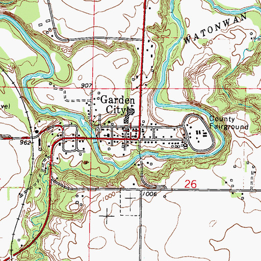 Topographic Map of Garden City Post Office, MN