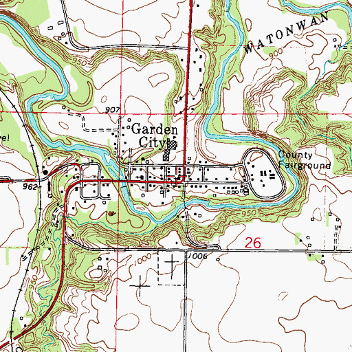 Topographic Map of Garden City Christian Church, MN