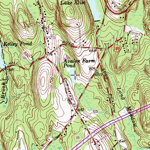 Topographic Map of Avalon Farm Pond, CT