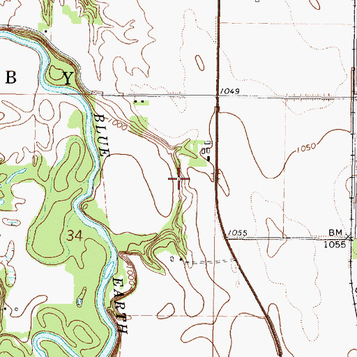 Topographic Map of Pioneer Shelbyville Cemetery, MN