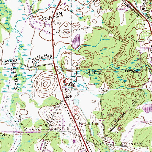 Topographic Map of Avery Brook, CT