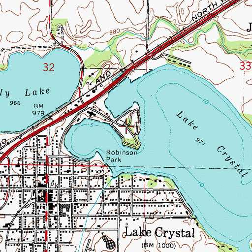 Topographic Map of Lake Crystal Cemetery, MN
