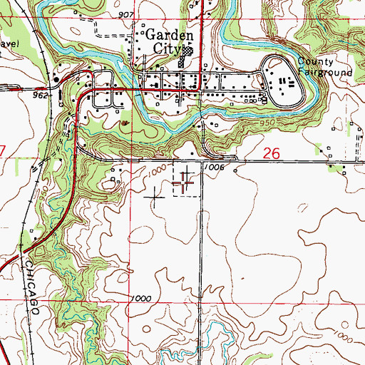 Topographic Map of Garden City Cemetery, MN