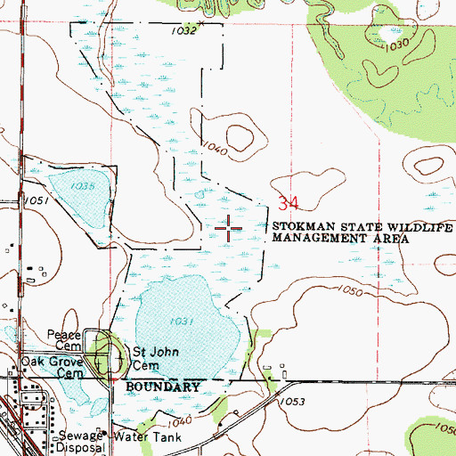 Topographic Map of Stokman State Wildlife Management Area, MN