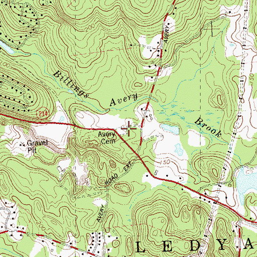 Topographic Map of Avery Cemetery, CT