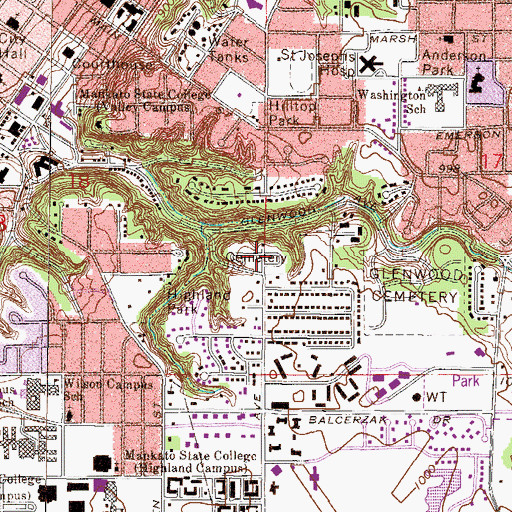 Topographic Map of Mount Olivet Cemetery, MN