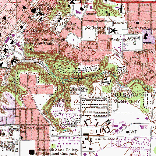 Topographic Map of Bunker Hill Cemetery, MN