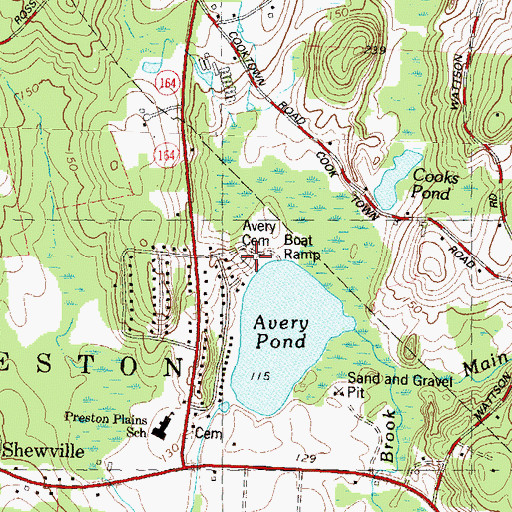 Topographic Map of Avery Cemetery, CT