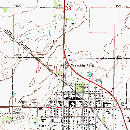 Topographic Map of Mapleton Wayside Park, MN