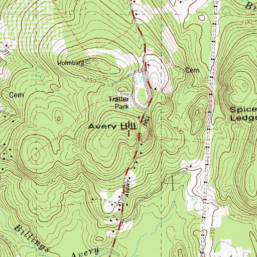 Topographic Map of Avery Hill, CT