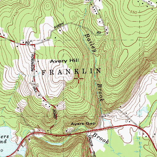 Topographic Map of Avery Hill, CT
