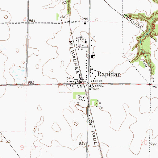 Topographic Map of Rapidan (historical), MN