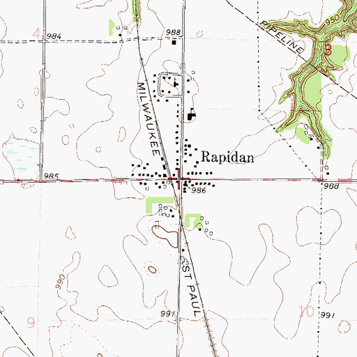 Topographic Map of Rapidan Post Office (historical), MN