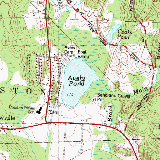 Topographic Map of Avery Pond, CT