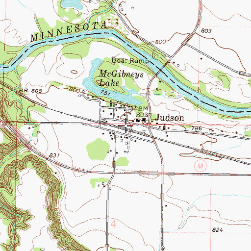 Topographic Map of Judson (historical), MN