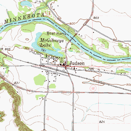Topographic Map of Judson Post Office (historical), MN