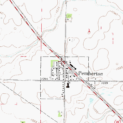 Topographic Map of Pemberton (historical), MN