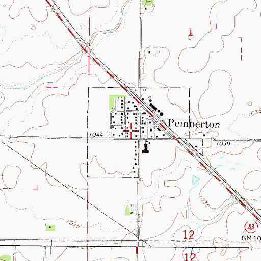 Topographic Map of Pemberton Volunteer Fire Department, MN