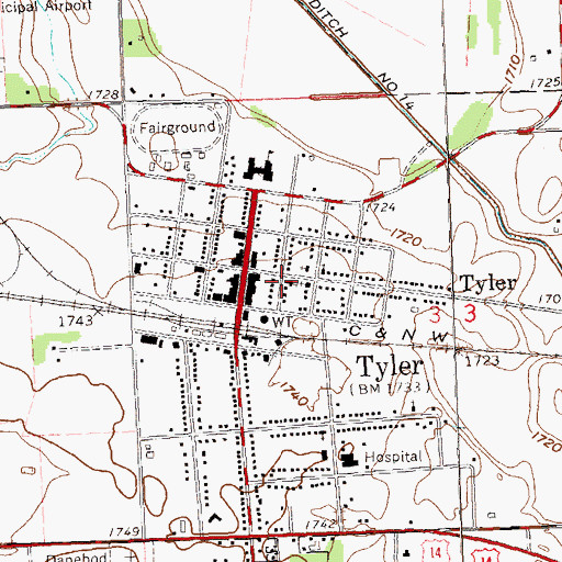 Topographic Map of First English Lutheran Church, MN