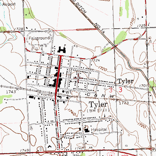 Topographic Map of Alliance Church, MN