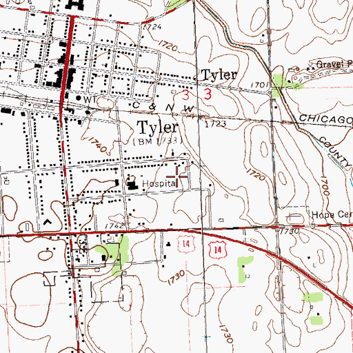 Topographic Map of Sunrise Manor Nursing Home, MN