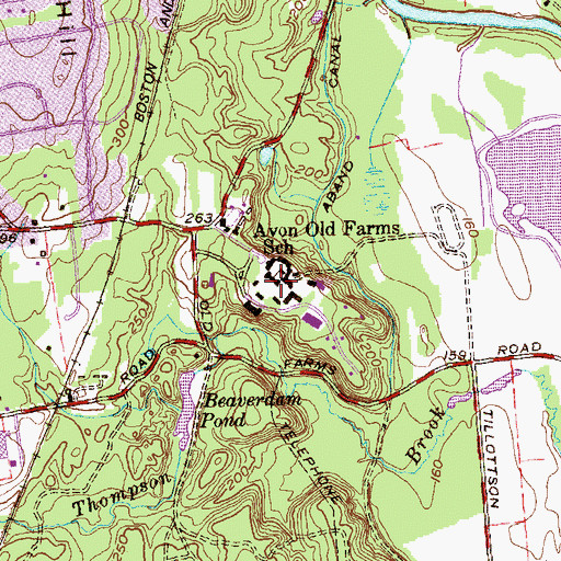Topographic Map of Avon Old Farms Elementary School, CT