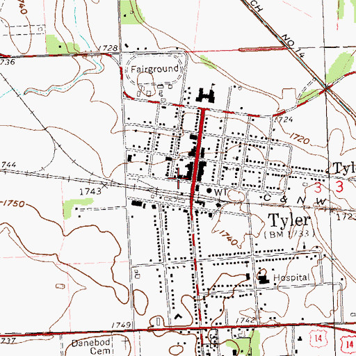Topographic Map of Tyler City Park, MN