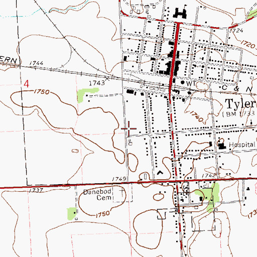 Topographic Map of Lions Club Park, MN