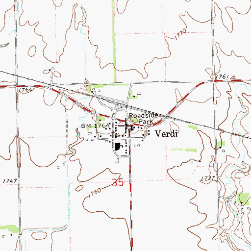 Topographic Map of Verdi Post Office, MN