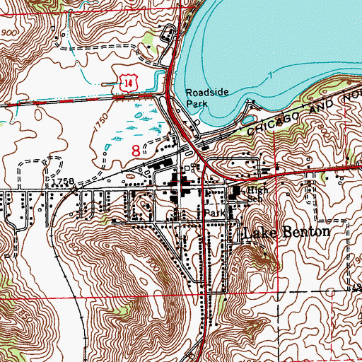 Topographic Map of Lake Benton Post Office, MN