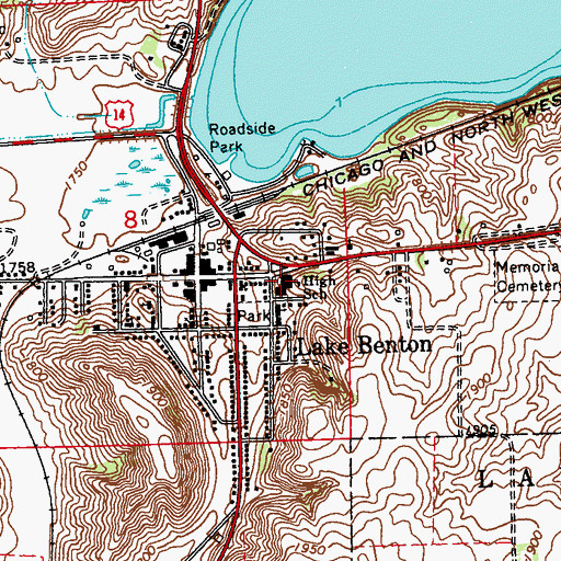 Topographic Map of Lake Benton Public School, MN