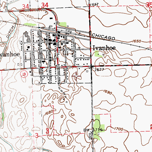 Topographic Map of Ivanhoe Clinic, MN
