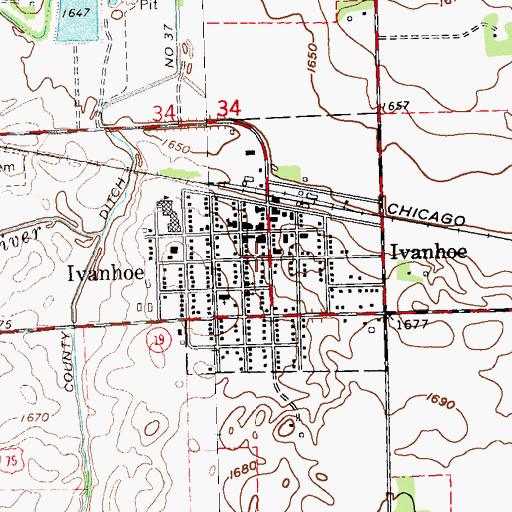 Topographic Map of City of Ivanhoe Volunteer Fire Department, MN