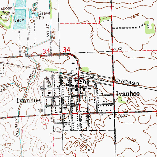 Topographic Map of Ivanhoe (historical), MN