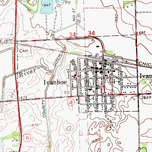 Topographic Map of Lincoln County Courthouse, MN