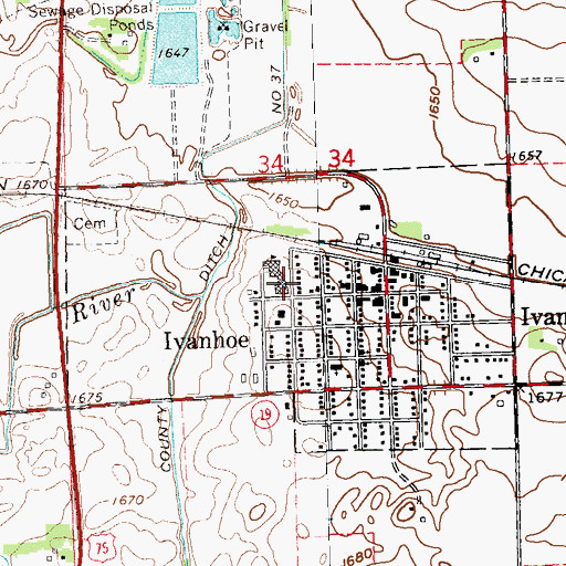 Topographic Map of Lincoln Public High School, MN